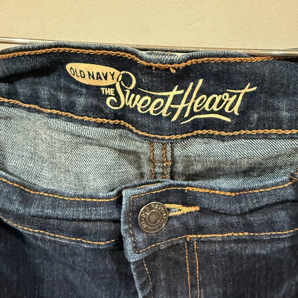 Old Navy The‎ Sweetheart Dark Wash Straight Leg Jeans Womens 14 Regular Stretch - Picture 3 of 5
